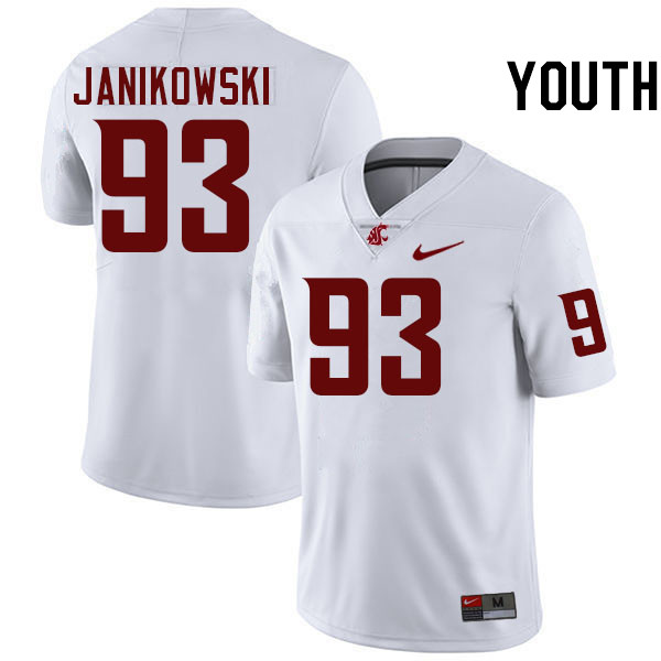 Youth #93 Jack Janikowski Washington State Cougars College Football Jerseys Stitched-White